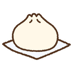 手書き風の単品アイコンイラスト　料理　中華まん