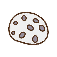 手書き風の単品アイコンイラスト　和菓子　豆大福