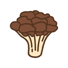 手書き風の単品アイコンイラスト　キノコ　舞茸