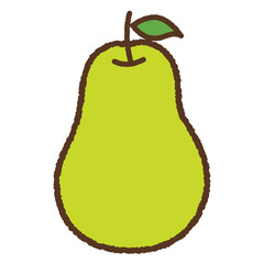 手書き風の単品アイコンイラスト　果物　梨