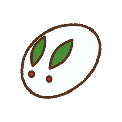手書き風の単品アイコンイラスト　料理　和菓子　雪兎