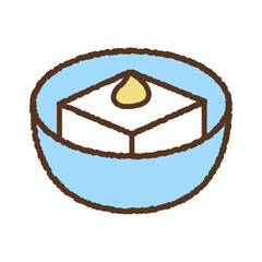 手書き風の単品アイコンイラスト　料理　冷奴