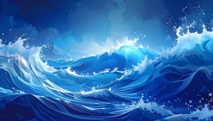 Vast ocean waves under a twilight sky