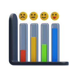 Feedback Chart with Bar Graphs and Smiley Emoticons on Transparent Background Representing Satisfaction Levels Glossy Visual
