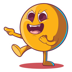 Cartoonish Yellow Emoji with Angry Expression Pointing Finger on Transparent Background