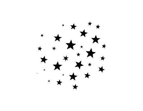 Black stars clustered in a loose heart shape on white