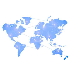 Obraz premium portable network png , Global network connections across the world map
