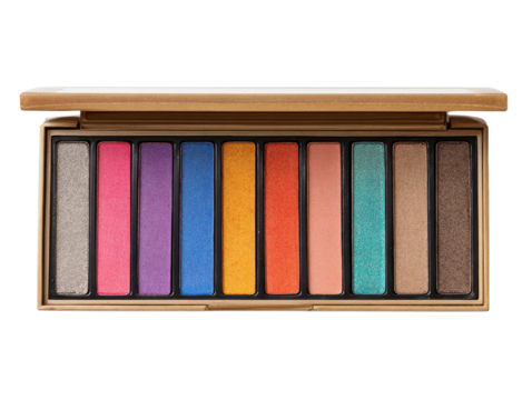 Vibrant eyeshadow palette with diverse colorful shades makeup cosmetic