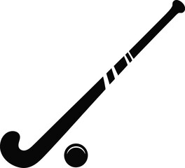 Black hockey stick and ball vector silhouette hockey ball