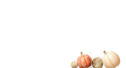 Fall Harvest Border with Pumpkins and Autumn Leaves