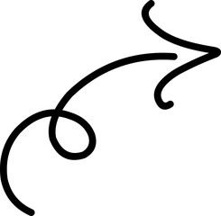 Swirl Arrow Sketch, Hand drawn swirl arrow doodle for direction and flow elements.