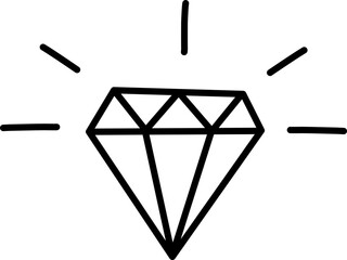 Sparkling Diamond Doodle, Elegant hand drawn diamond sketch, perfect for luxury, jewelry, or success themes.