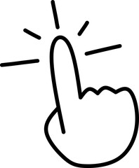 Finger Click Hand Sketch, Playful doodle of a pointing finger with accent lines, perfect for highlight, direction, or click actions.