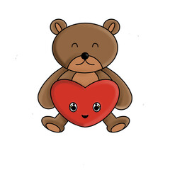 teddy bear with heart illustration