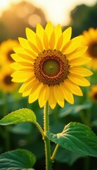 Obraz premium Close-up vibrant yellow sunflower field, sunlit petals, photography, sunflower