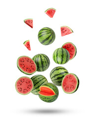 dynamic display of fresh whole and sliced watermelons