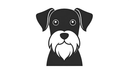 Simple black and white dog head graphic
