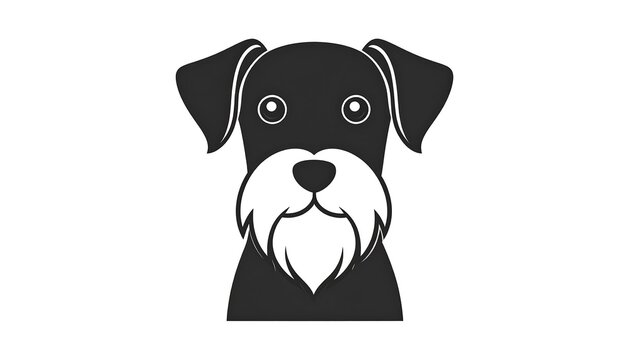 Simple black and white dog head graphic