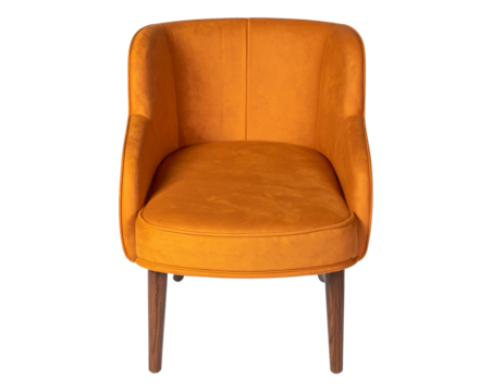 Contemporary Orange Accent Chair on Wooden Base with Clean Lines