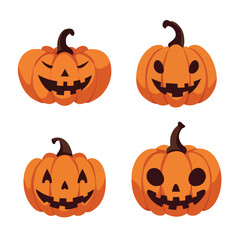 Four Jacko'Lanterns Smiling Halloween Pumpkins