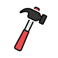 Hammer Icon, Simple Vector Tool with Red Handle