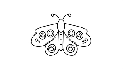 Simple black line drawing of a butterfly