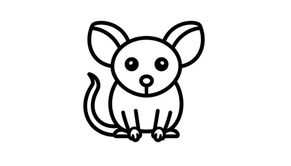 Simple black line drawing of a cartoon mouse