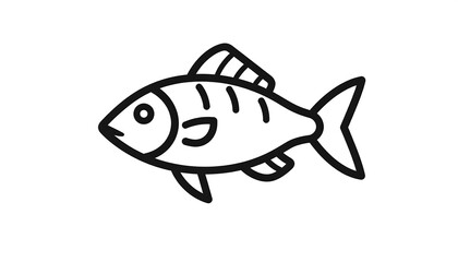 Simple black line drawing of a fish (1)