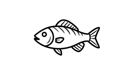 Simple black line drawing of a fish (2)