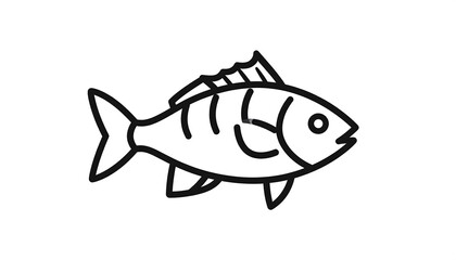 Simple black line drawing of a fish (3)