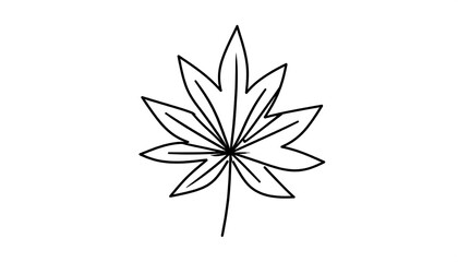 Simple black line drawing of a leaf