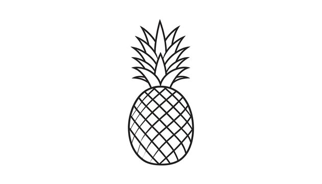Simple black line drawing of a pineapple (1)