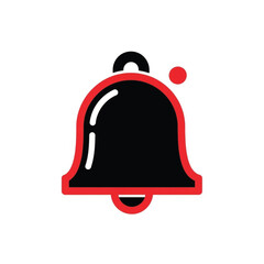 Notification Icon Black Red Bell Alert UI Vector