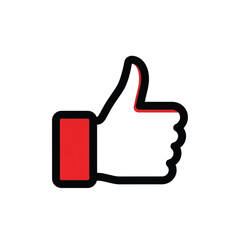 Thumbs Up Icon, Red and Black Outline, Positive Feedback Gesture