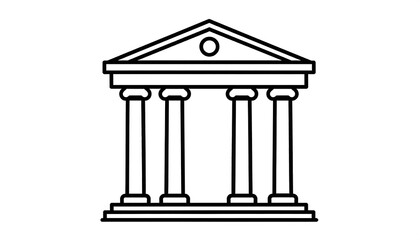 Simple black line drawing of an ancient building