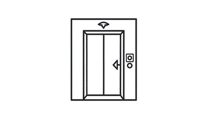 Simple black line drawing of an elevator