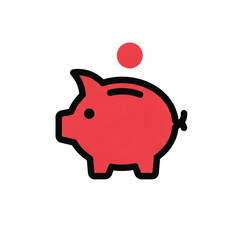Red Piggy Bank Saving Money Icon Illustration