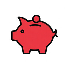 Red Piggy Bank Icon for Saving Money