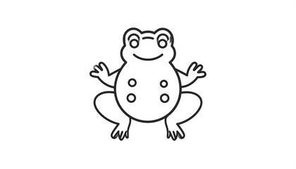 Simple black outline drawing of a frog
