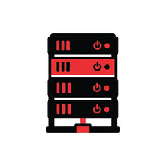 Server Rack Icon Black Red Data Center Network Illustration