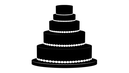 Simple black silhouette of a tiered cake