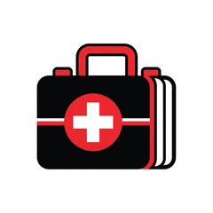 First Aid Kit Icon Medical Emergency Black Red