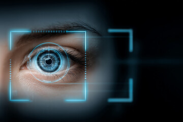 Biometric scanning human eye retina digital technology identification