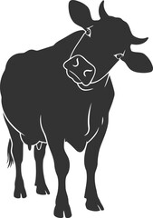 Black vector silhouette of a cow animal