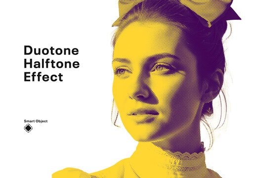 Duotone Halftone Photo Effect Portrait Mockup