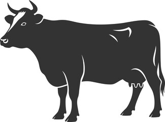 Black vector silhouette of a cow animal