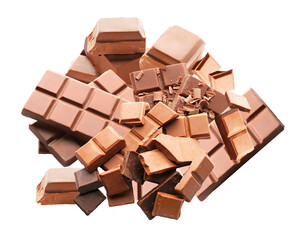 indulgent pile of assorted milk and dark chocolate bars and pieces, ready for a sweet treat