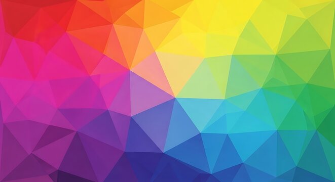 Vibrant geometric prismscape with spectrum hues offering a polygonal kaleidoscope
