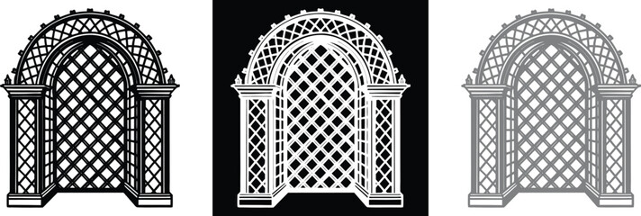 Elegant wedding arbor design for your special day, romantic outdoor trellis concept for garden events, customizable vector element for designers