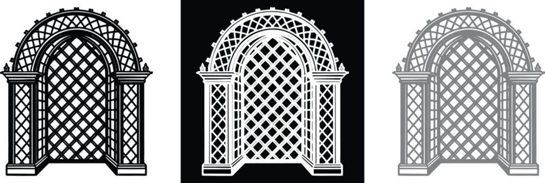 Elegant wedding arbor design for your special day, romantic outdoor trellis concept for garden events, customizable vector element for designers